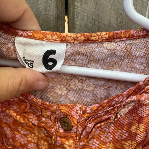 Girls Cotton On Kids Orange Floral Dress Size 6 - Picture 2 of 3